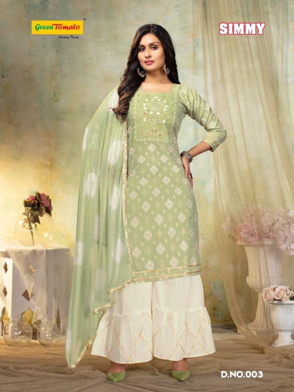 Green Tomato Simmy Fancy Wear Cotton Ready Made Dress Collection